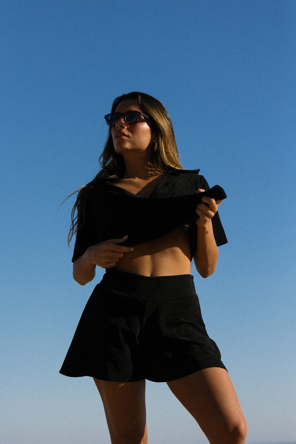 T-shirt with collar in Noir