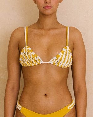 Top Greta Amarelo e Branco