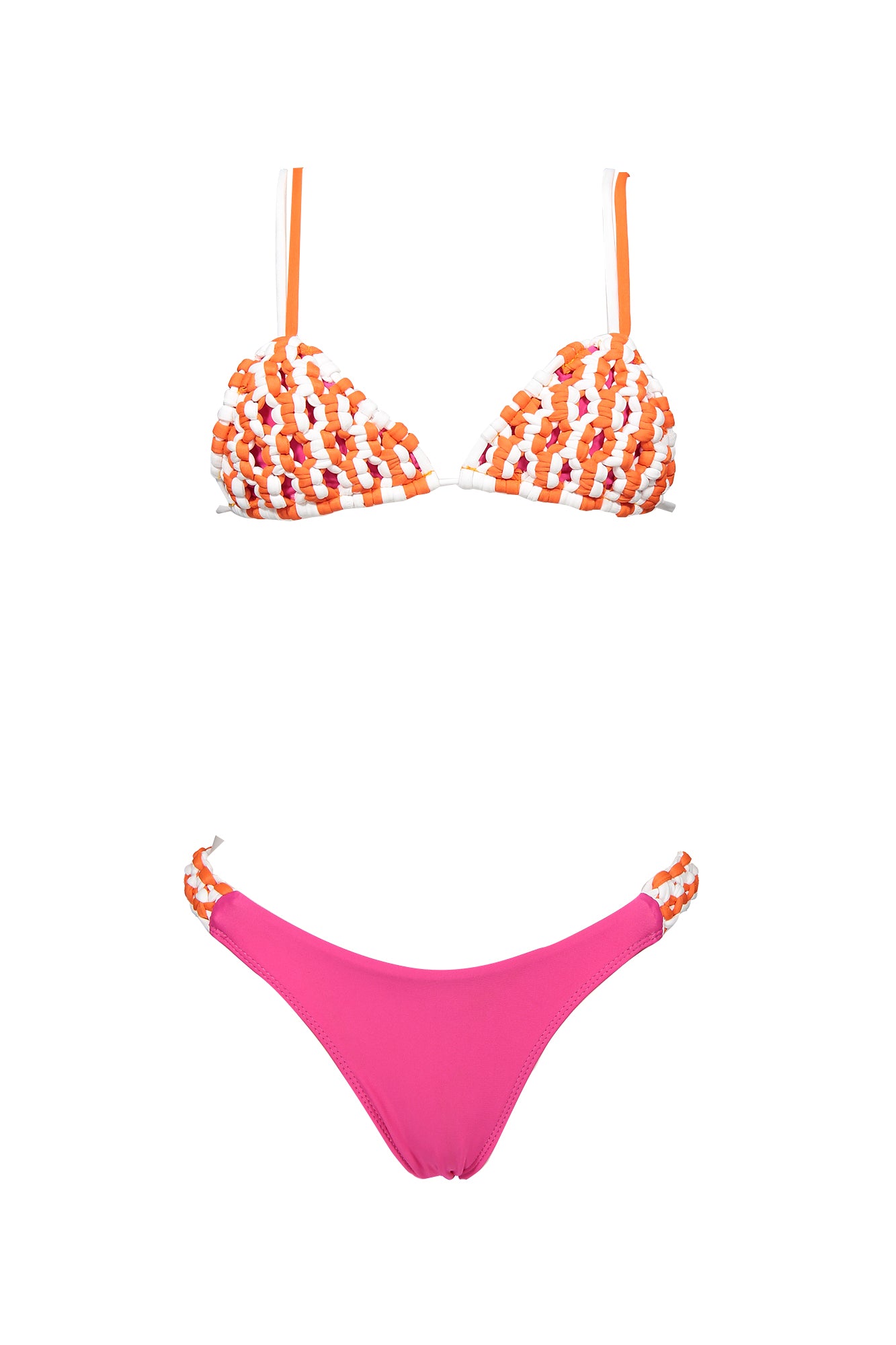 Bikini Greta blanco, rosa y naranja