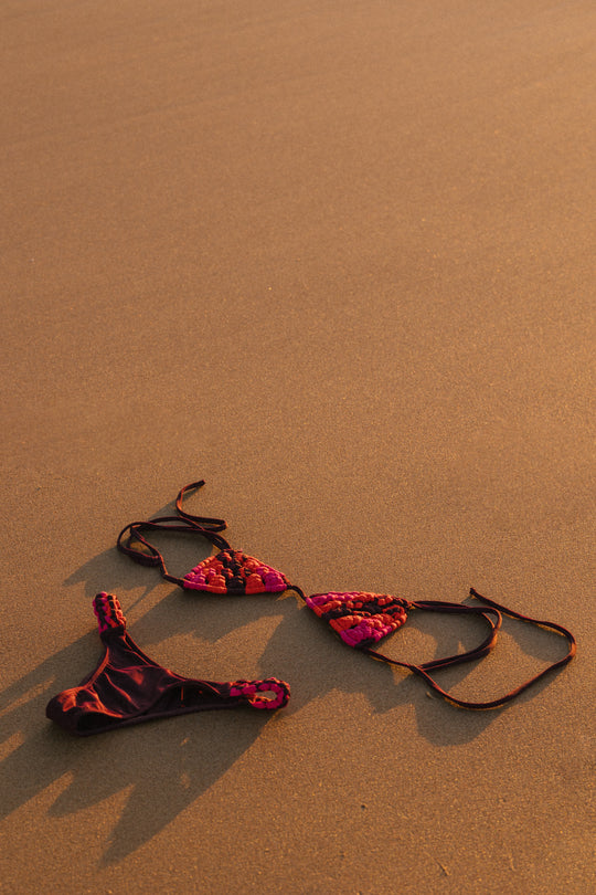 Bikini Greta Eggplant, Pink and Orange